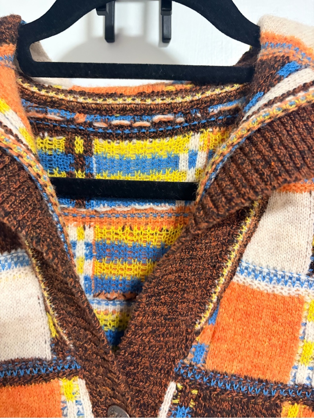 CHANEL Orange Brown Cream Patchwork Hooded Cardigan Sweater - Picture 2 of 5